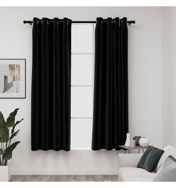 Rideaux occultants Aspect de lin 2 pcs Anthracite 140x175 cm | Mobilier & Déco