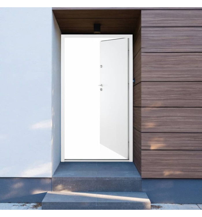 Porte d'entrée blanc 90x200 cm aluminium | Mobilier & Déco