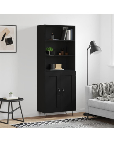 Buffet haut Noir 69,5x34x180 cm Bois d'ingénierie | Mobilier & Déco