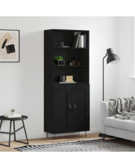 Buffet haut Noir 69,5x34x180 cm Bois d'ingénierie | Mobilier & Déco