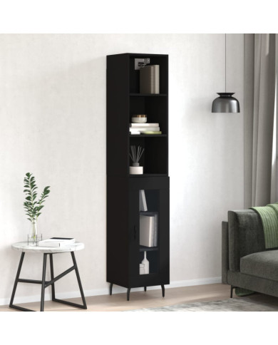 Buffet haut Noir 34,5x34x180 cm Bois d'ingénierie | Mobilier & Déco