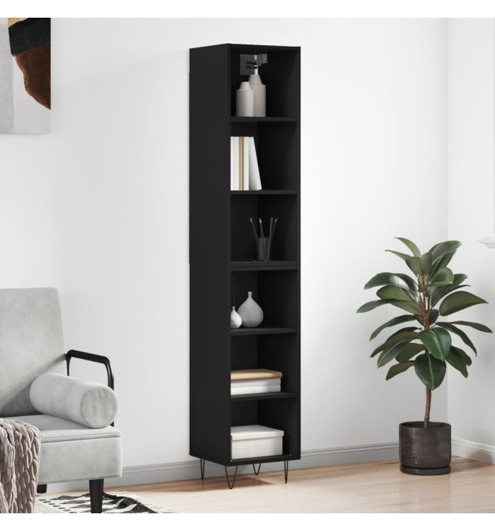 Buffet haut Noir 34,5x32,5x180 cm Bois d'ingénierie | Mobilier & Déco