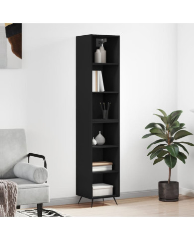 Buffet haut Noir 34,5x32,5x180 cm Bois d'ingénierie | Mobilier & Déco