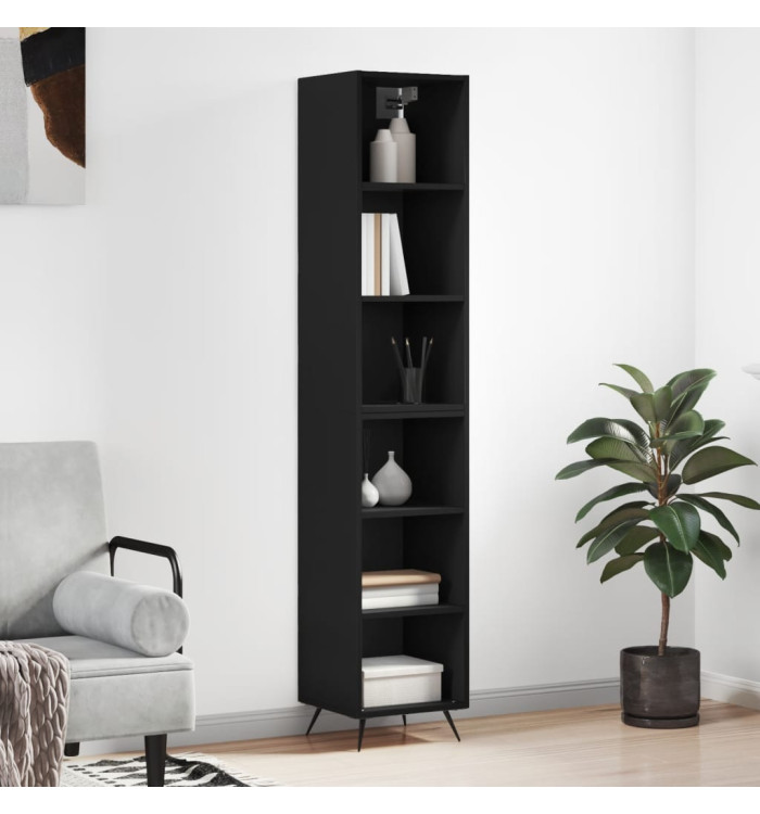 Buffet haut Noir 34,5x32,5x180 cm Bois d'ingénierie | Mobilier & Déco