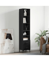 Buffet haut Noir 34,5x34x180 cm Bois d'ingénierie | Mobilier & Déco