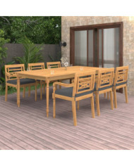 Ensemble à manger de jardin 7 pcs coussins bois de teck massif | Mobilier & Déco