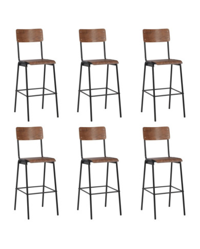 Chaises de bar lot de 6 contreplaqué solide et acier | Mobilier & Déco