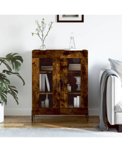 Buffet chêne fumé 69,5x34x90 cm bois d'ingénierie | Mobilier & Déco