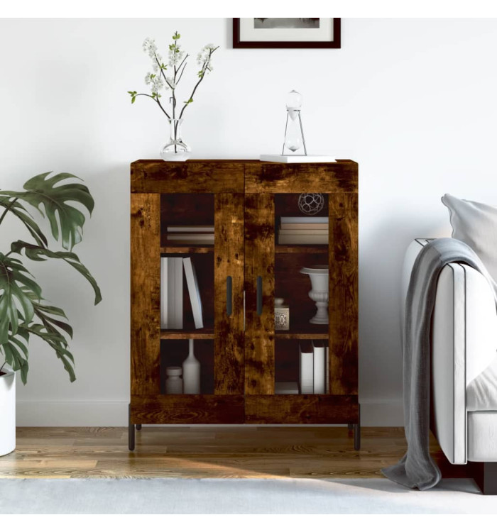 Buffet chêne fumé 69,5x34x90 cm bois d'ingénierie | Mobilier & Déco