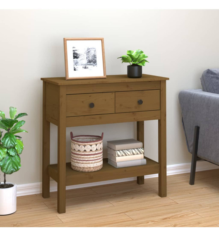 Table console Marron miel 75x35x75 cm Bois massif de pin | Mobilier & Déco