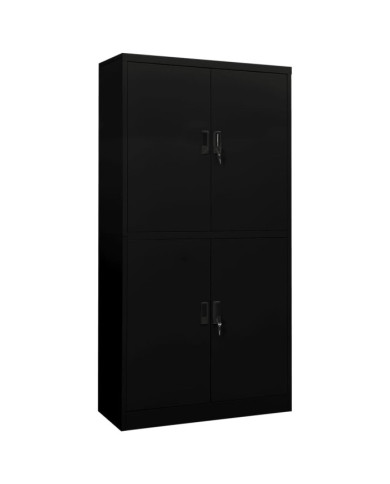 Armoire de bureau Noir 90x40x180 cm Acier | Mobilier & Déco