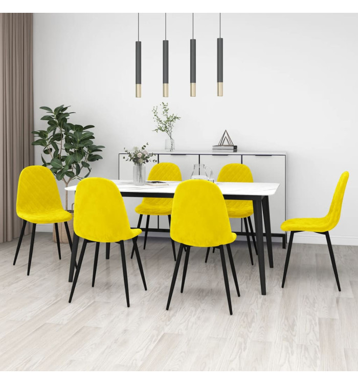 Chaises à manger lot de 6 Jaune moutarde Velours | Mobilier & Déco