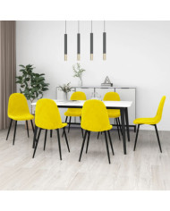 Chaises à manger lot de 6 Jaune moutarde Velours | Mobilier & Déco
