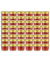 48 pcs Pots à confiture avec couvercle doré Verre 110 ml | Mobilier & Déco