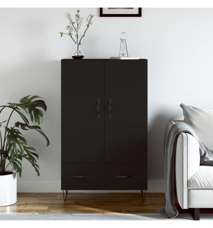Buffet haut noir 69,5x31x115 cm bois d'ingénierie | Mobilier & Déco