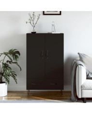 Buffet haut noir 69,5x31x115 cm bois d'ingénierie | Mobilier & Déco