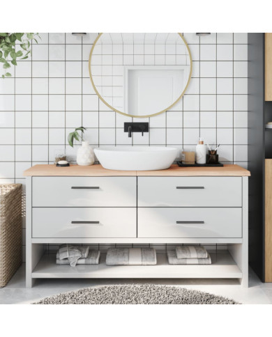 Comptoir de salle de bain 160x40x(2-4)cm bois massif non traité | Mobilier & Déco
