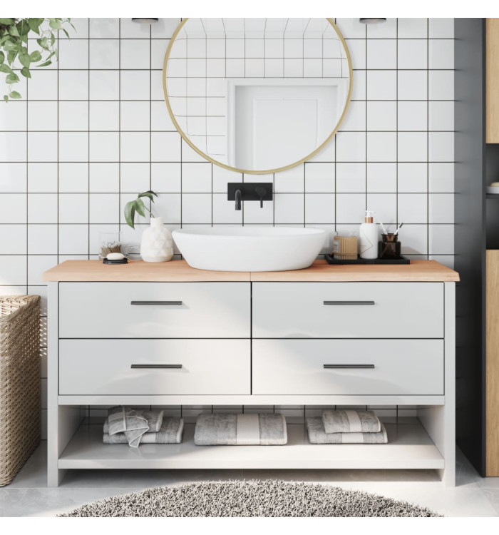 Comptoir de salle de bain 160x40x(2-4)cm bois massif non traité | Mobilier & Déco