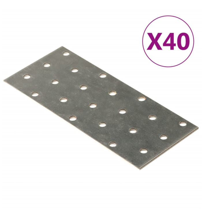 Plaques perforées 40 pcs 2 mm 140x60 mm acier galvanisé | Mobilier & Déco