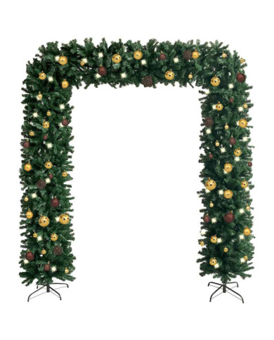 Arche d'arbre de Noël avec LED et boules vert 240 cm | Mobilier & Déco
