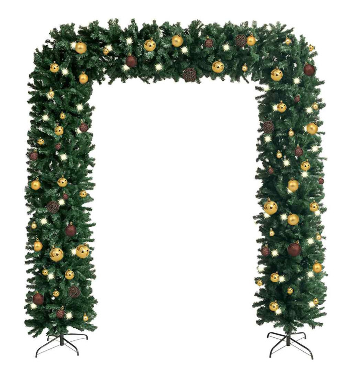 Arche d'arbre de Noël avec LED et boules vert 240 cm | Mobilier & Déco
