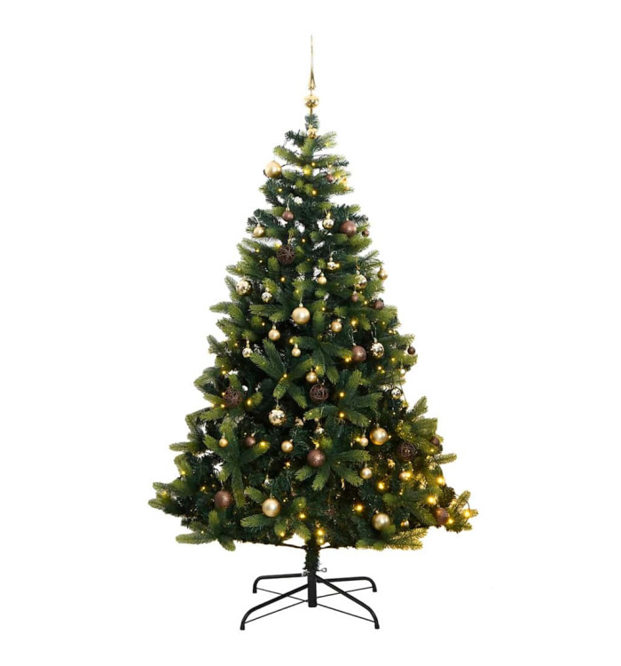 Sapin de Noël artificiel articulé 300 LED et boules 240 cm | Mobilier & Déco