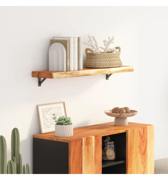 Étagère murale rectangulaire massif acacia bordure assortie | Mobilier & Déco