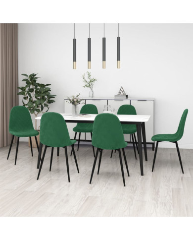 Chaises à manger lot de 6 vert foncé velours | Mobilier & Déco
