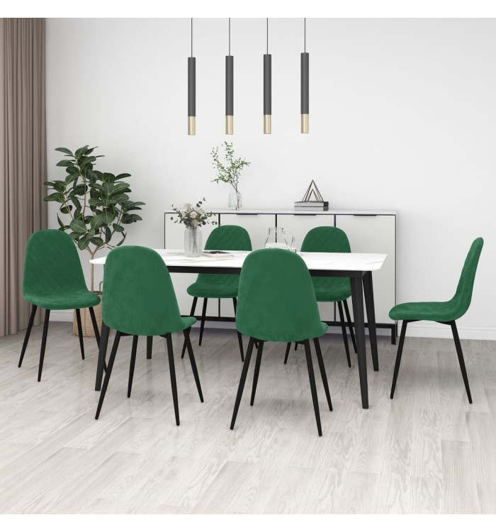 Chaises à manger lot de 6 vert foncé velours | Mobilier & Déco
