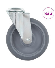 32 pcs Roulettes pivotantes à trou de boulon 125 mm | Mobilier & Déco
