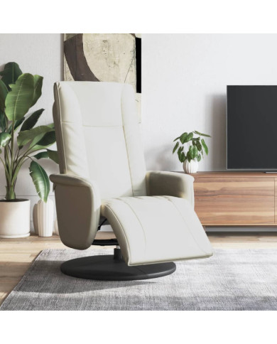 Fauteuil inclinable avec repose-pieds crème similicuir | Mobilier & Déco
