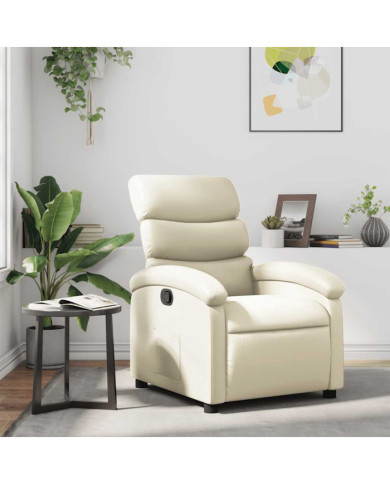 Fauteuil inclinable Crème Similicuir | Mobilier & Déco