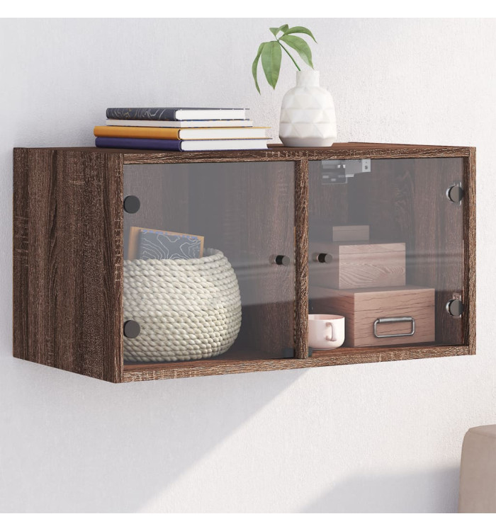 Armoire murale avec portes en verre chêne marron 68,5x37x35 cm | Mobilier & Déco
