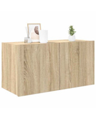 Meuble TV mural avec lumières LED chêne sonoma 80x35x41 cm | Mobilier & Déco