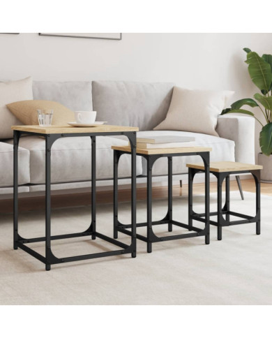 Tables basses gigognes 3 pcs chêne sonoma bois d'ingénierie | Mobilier & Déco