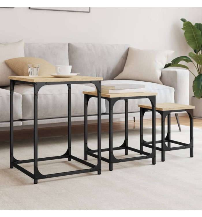 Tables basses gigognes 3 pcs chêne sonoma bois d'ingénierie | Mobilier & Déco