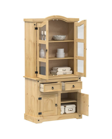 Vitrine en verre Corona 100x48,5x179 cm bois massif de pin | Mobilier & Déco