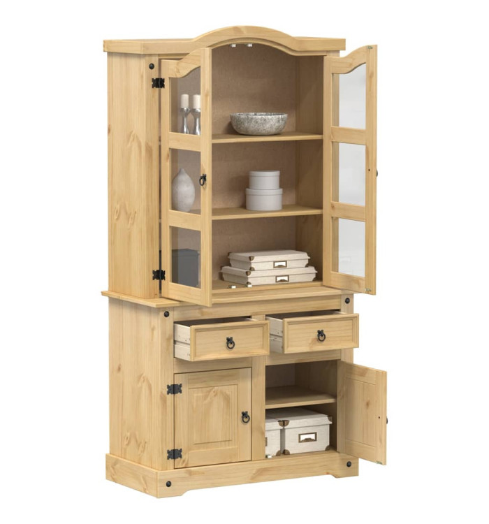 Vitrine en verre Corona 100x48,5x179 cm bois massif de pin | Mobilier & Déco