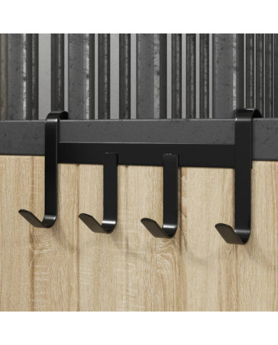 Porte-bride avec 4 crochets noir acier | Mobilier & Déco