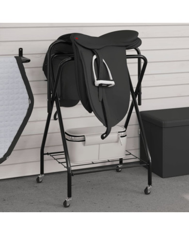 Porte-selle pliable autoportant noir fer | Mobilier & Déco