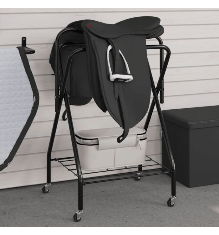 Porte-selle pliable autoportant noir fer | Mobilier & Déco