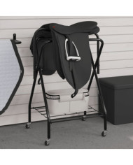 Porte-selle pliable autoportant noir fer | Mobilier & Déco