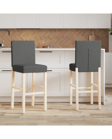 Chaises de bar lot de 2 bois massif d'hévéa et tissu | Mobilier & Déco