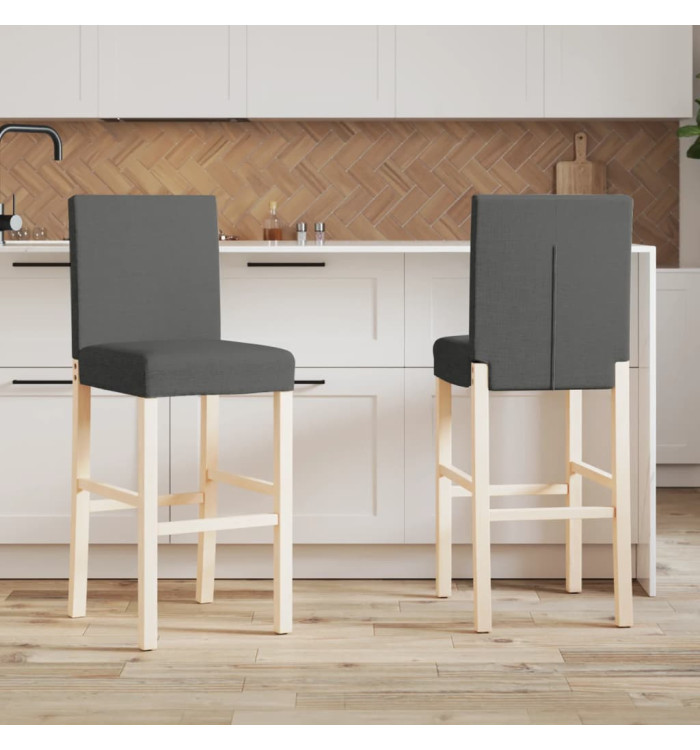 Chaises de bar lot de 2 bois massif d'hévéa et tissu | Mobilier & Déco