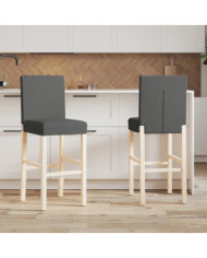 Chaises de bar lot de 2 bois massif d'hévéa et tissu | Mobilier & Déco