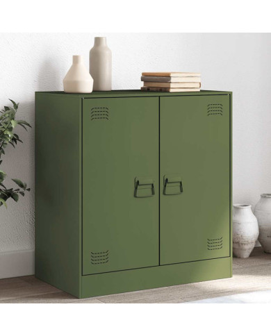Buffet vert olive 67x39x73 cm acier | Mobilier & Déco
