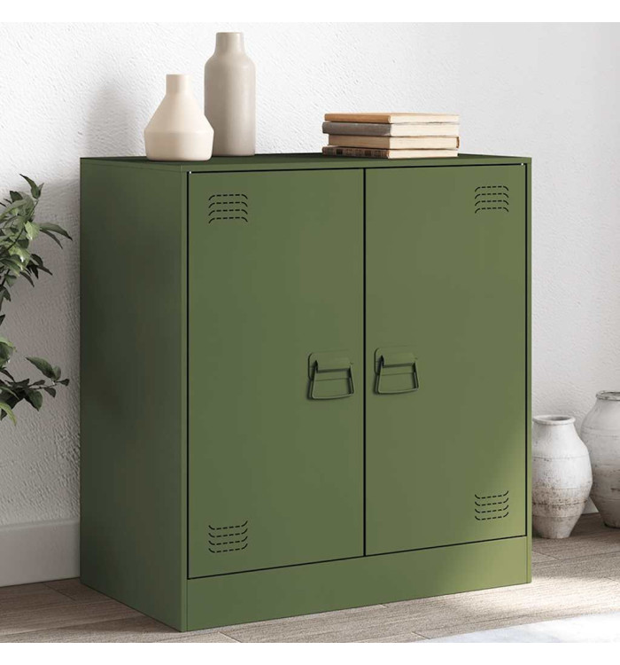 Buffet vert olive 67x39x73 cm acier | Mobilier & Déco