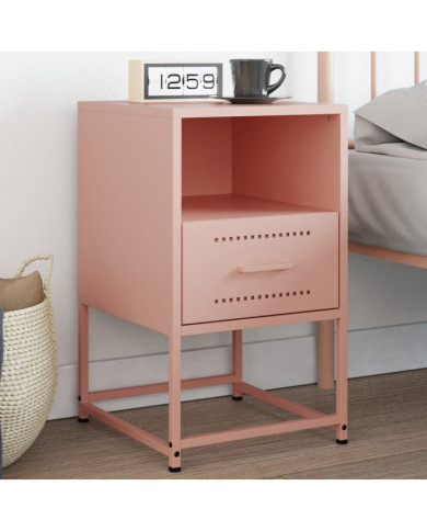 Table de chevet rose 36x39x60,5 cm acier | Mobilier & Déco