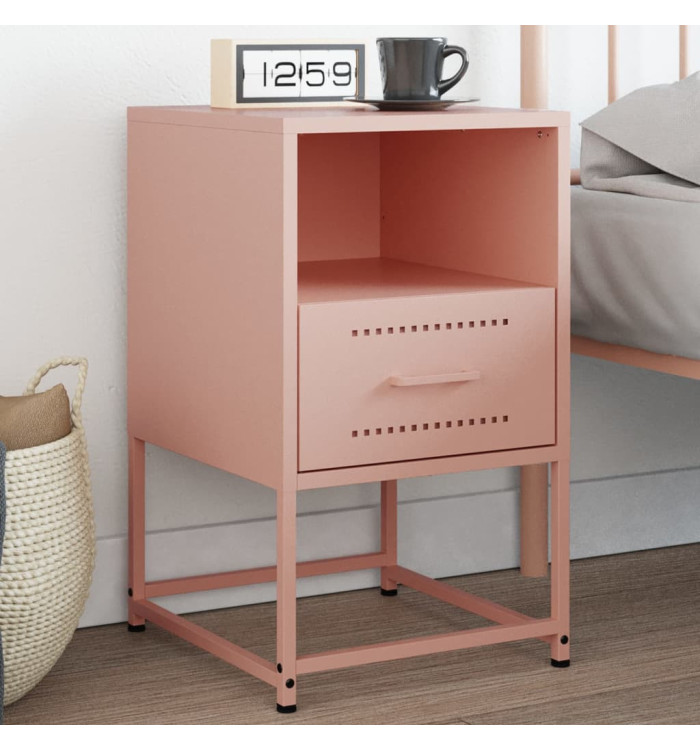 Table de chevet rose 36x39x60,5 cm acier | Mobilier & Déco