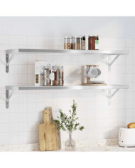 Étagères murales 2 pcs 100x30x3 cm argenté acier inoxydable | Mobilier & Déco